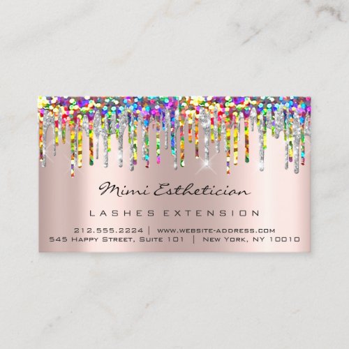 Aftercare Instructions Lash Rose Holograph Drips Business Card