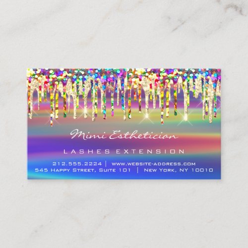 Aftercare Instructions Lash Rose Holograph Rainbow Business Card
