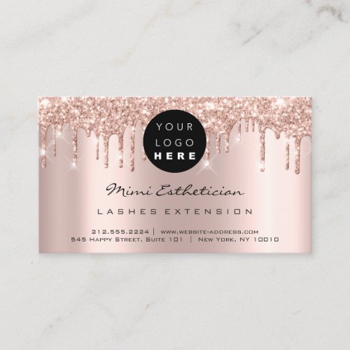 Aftercare Instructions Lash Rose Logo Drips Glam Business Card