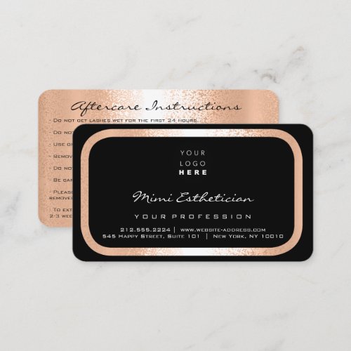 Aftercare Instructions Lash Rose Logo Framed Business Card