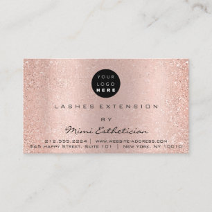 Aftercare Instructions Lash Rose Pink Glitter Logo Business Card