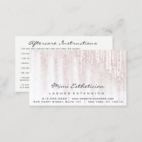 Aftercare Instructions Lash Rose White  Drip Moder Business Card