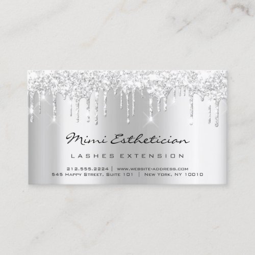 Aftercare Instructions Lash Silver Gray Drips Pink Business Card