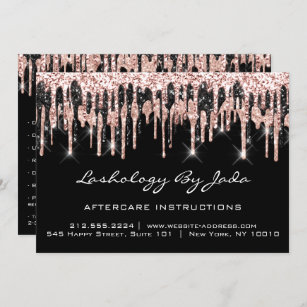 Aftercare Instructions Lashes Back Rose Gold Drips Invitation