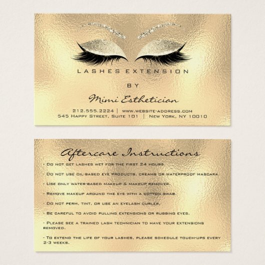 Aftercare Instructions Lashes Champaigne Gold (Front & Back)