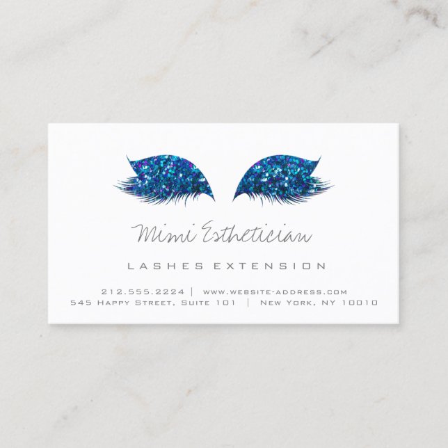 Aftercare Instructions Lashes Extension Blue Gray Business Card (Front)