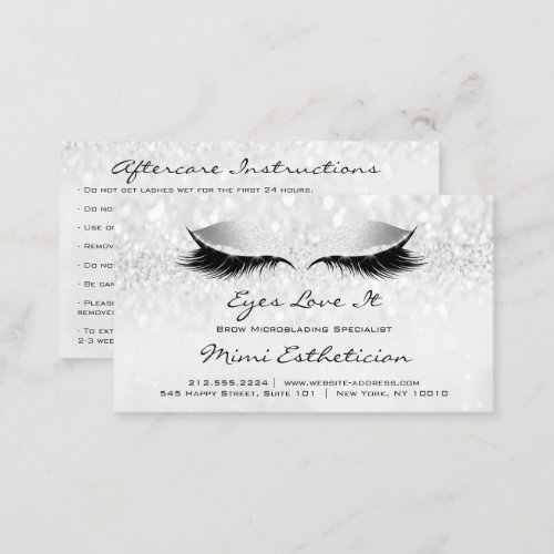 Aftercare Instructions Lashes Extension Gray Small Business Card