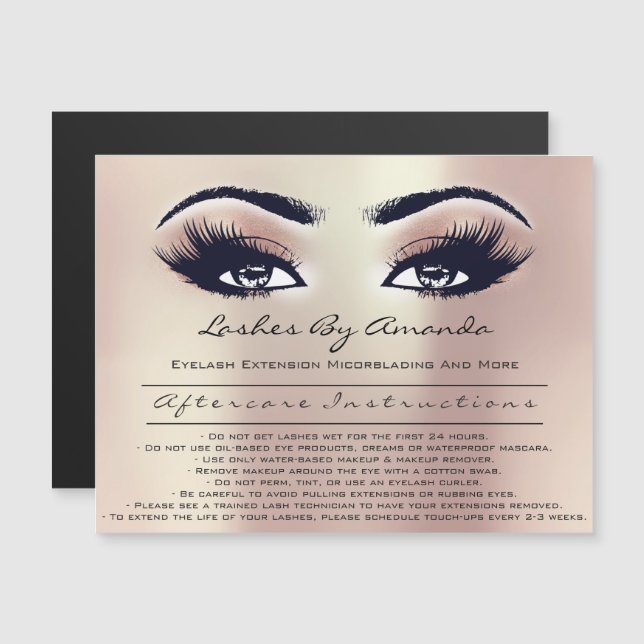 Aftercare Instructions Lashes Extension Microblade Magnetic Invitation (Front/Back)