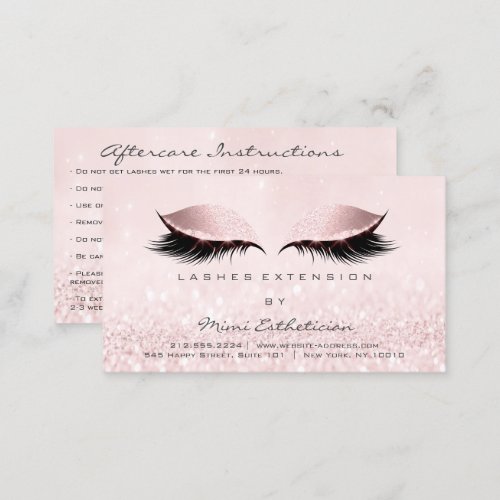 Aftercare Instructions Lashes Extension Pastel Business Card