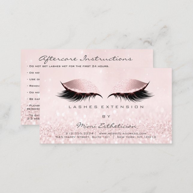 Aftercare Instructions Lashes Extension Pastel Business Card (Front/Back)