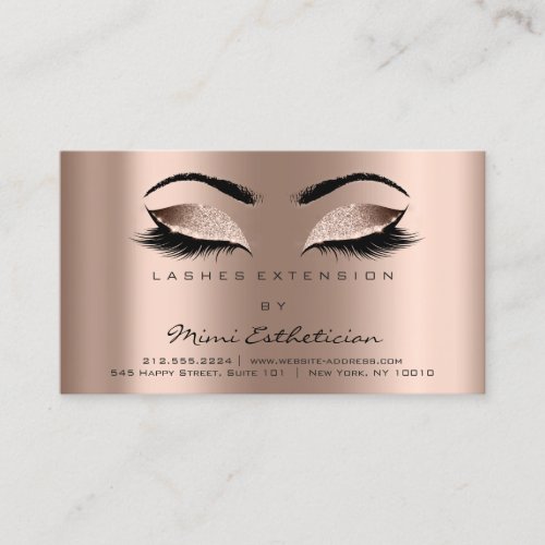 Aftercare Instructions Lashes Extension Rose Gold Business Card