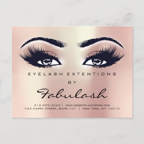 Aftercare Instructions Lashes Extension Rose Gold Postcard