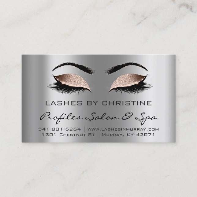 Aftercare Instructions Lashes Extension Rose Gray Business Card (Front)