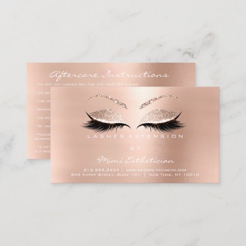 Aftercare Instructions Lashes Extension White Business Card