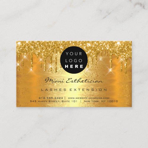 Aftercare Instructions Lashes LUX Gold Drip Logo Business Card