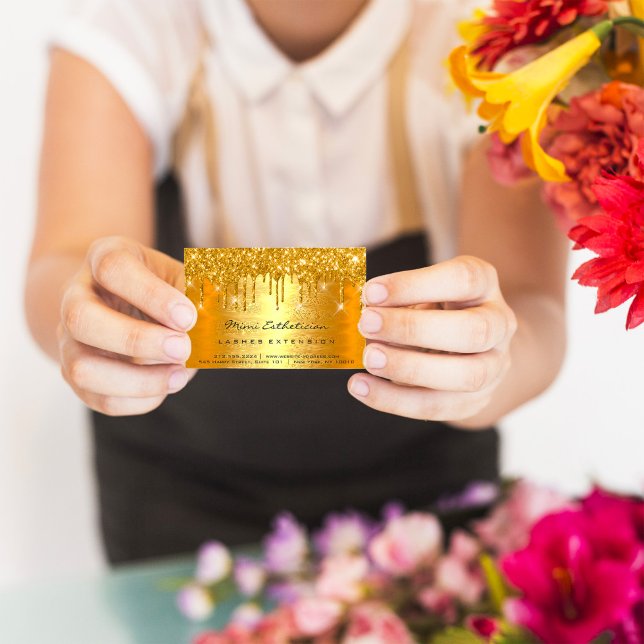 Aftercare Instructions Lashes LUX Gold Drips VIP Business Card (Aftercare Instructions Lashes LUX Gold Drips VIP Business Car)