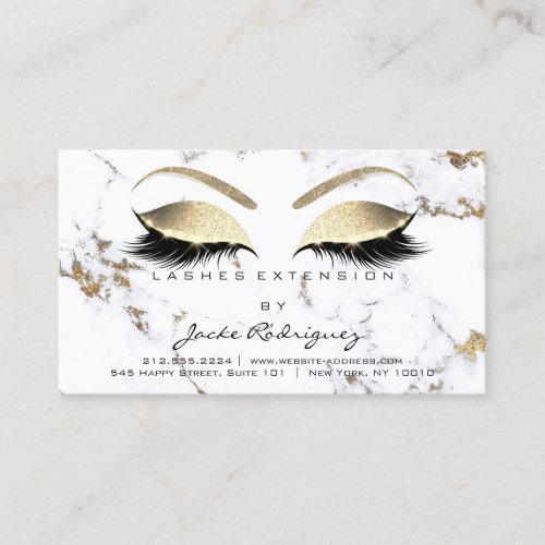 Aftercare Instructions Lashes Marble Eye Gold Business Card