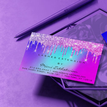 Aftercare Instructions Lashes Pink Drips Holograph Business Card by luxury_luxury at Zazzle