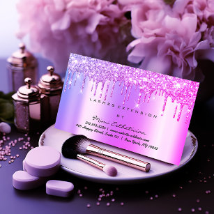 Aftercare Instructions Lashes Pink Drips Sparkly Business Card