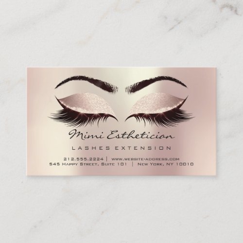 Aftercare Instructions Lashes Pink Glitter Blush Business Card