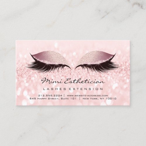 Aftercare Instructions Lashes Pink Glitter Blush Business Card