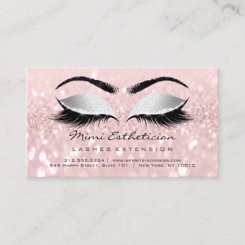 Aftercare Instructions Lashes Pink Glitter Gray Business Card