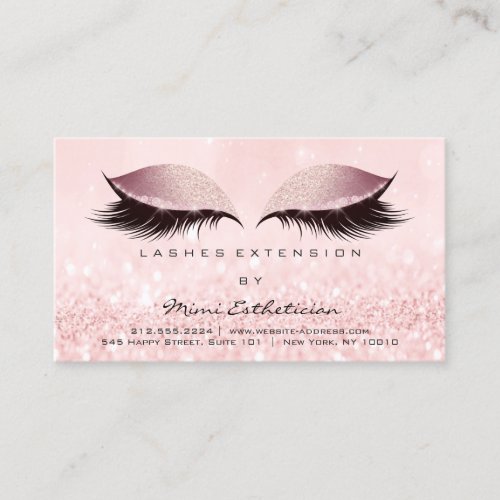 Aftercare Instructions Lashes Pink Glitter Powder Business Card