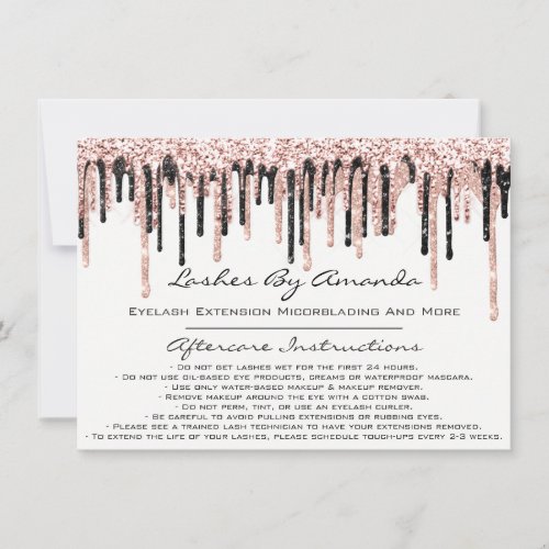 Aftercare Instructions Lashes Rose Drips Makeup Invitation
