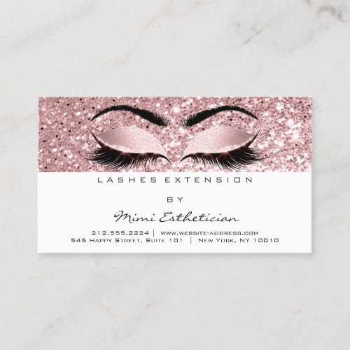 Aftercare Instructions Lashes Rose Glitter White Business Card