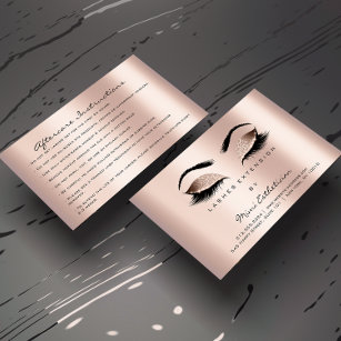 Aftercare Instructions Lashes Rose Gold Business Card