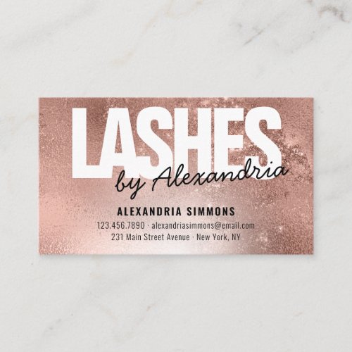 Aftercare Instructions Lashes Rose Gold Sparkle Business Card