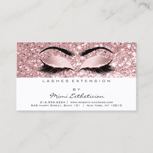 Aftercare Instructions Lashes Rose Gold Sparkly Business Card
