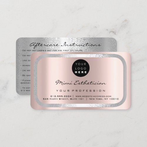 Aftercare Instructions Lashes Rose Logo Business Card