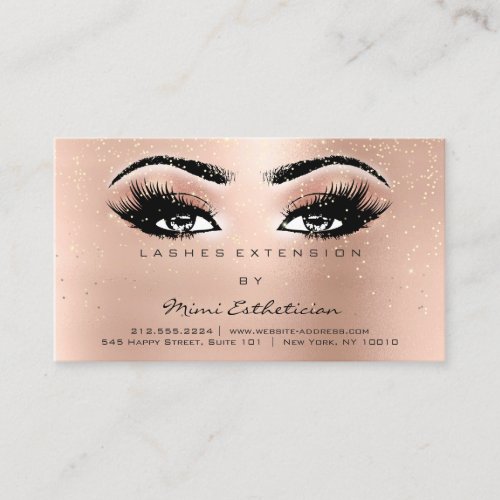 Aftercare Instructions Lashes Rose Sparkly Eyes Business Card