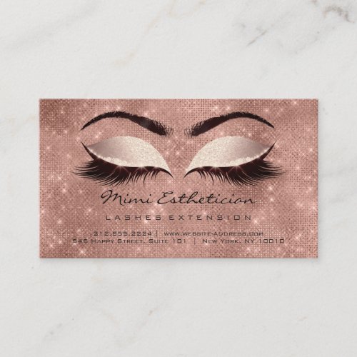 Aftercare Instructions Lashes Spark Glitter Blush Business Card