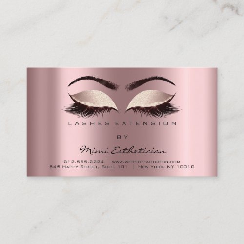 Aftercare Instructions Lashes Spark Glitter Rose Business Card