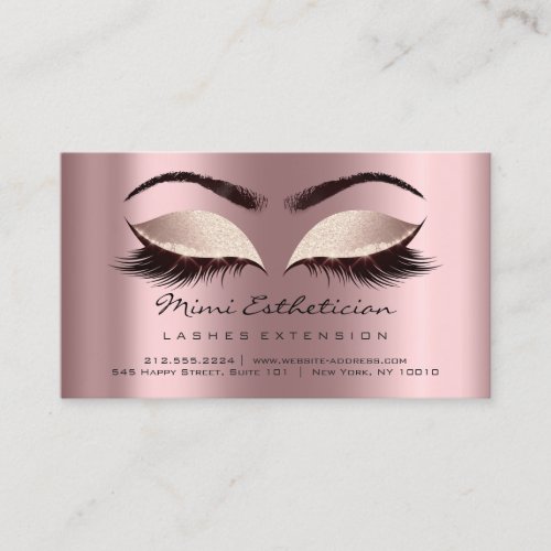 Aftercare Instructions Lashes Spark Glitter Rose Business Card