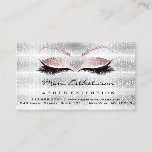 Aftercare Instructions Lashes Studio Pink Gray Business Card