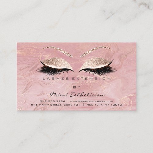 Aftercare Instructions Lashes Studio Pink Marble Business Card