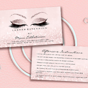 Aftercare Instructions Lashes Studio Pink Small Business Card