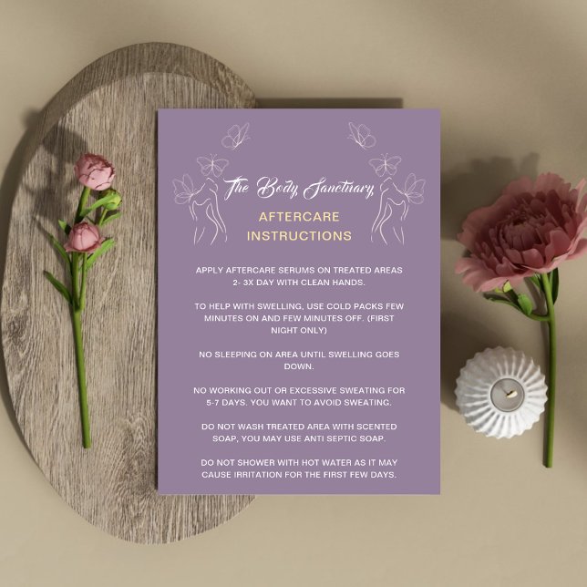 Aftercare Instructions Logo women Body Purple Advice Card (Creator Uploaded)