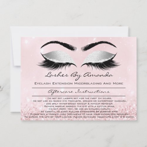 Aftercare Instructions Pink Blus Gray Blush Makeup Invitation