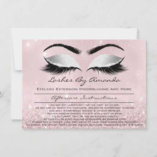 Aftercare Instructions Pink Blus Gray Blush Makeup Invitation
