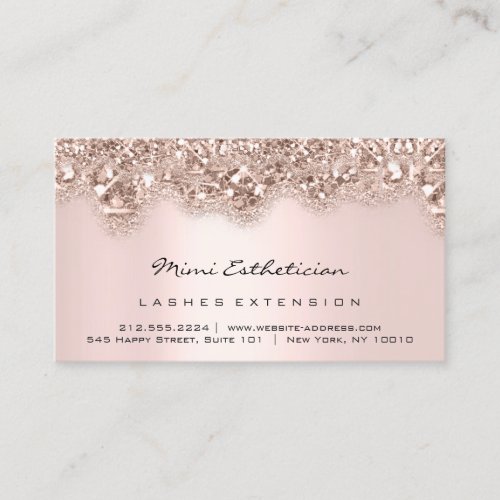 Aftercare Instructions Pink Rose Glitter Drips  Business Card