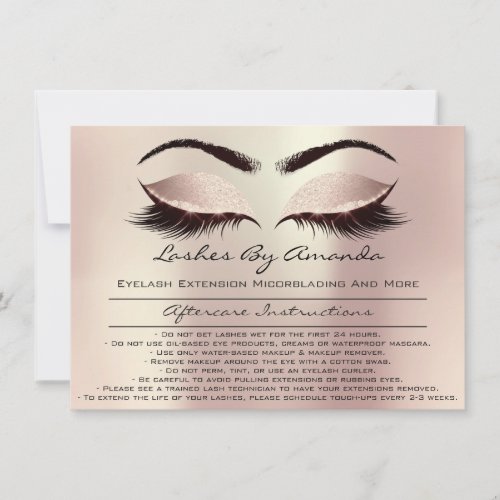 Aftercare Instructions Pink Rose Gold Blush Makeup Invitation