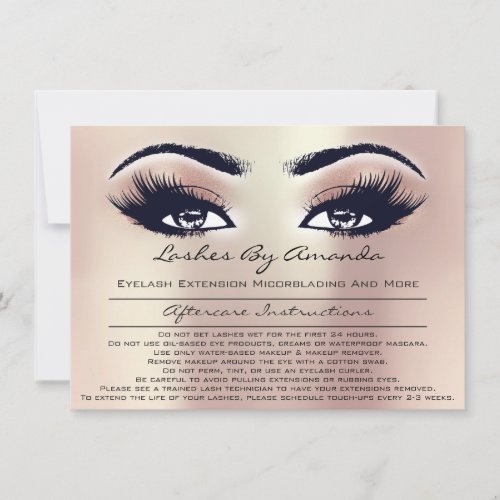 Aftercare Instructions Pink Rose Gold Peach Makeup Invitation