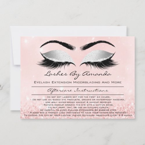 Aftercare Instructions Pink Rose Gray Blush Makeup Invitation