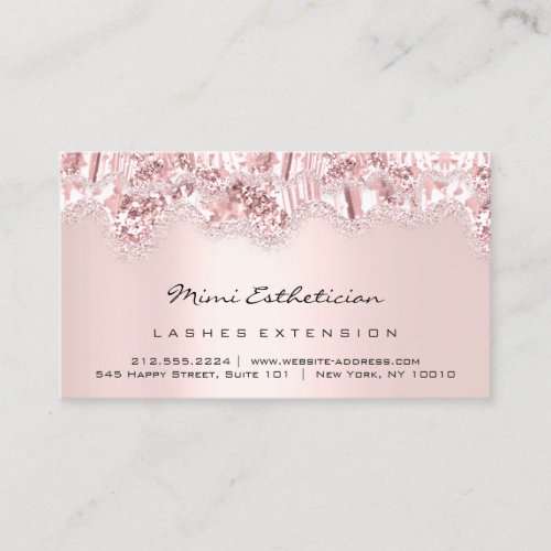 Aftercare Instructions Powder Pink Glitter Drip  Business Card