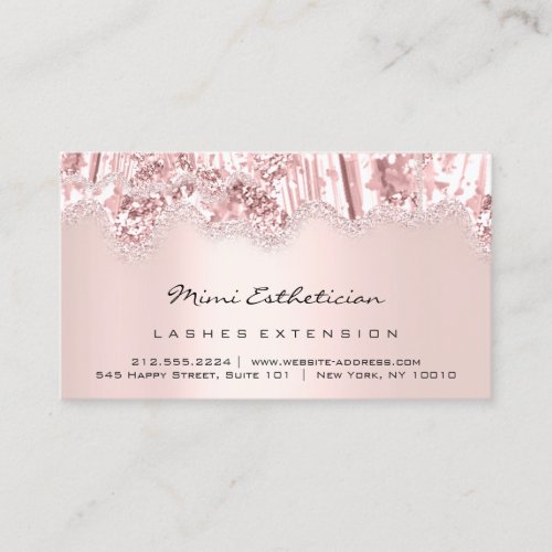 Aftercare Instructions Powder Rose Glitter Drips  Business Card