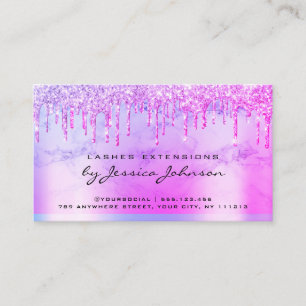 Aftercare Instructions Purple Glossy Glitter Drips Business Card
